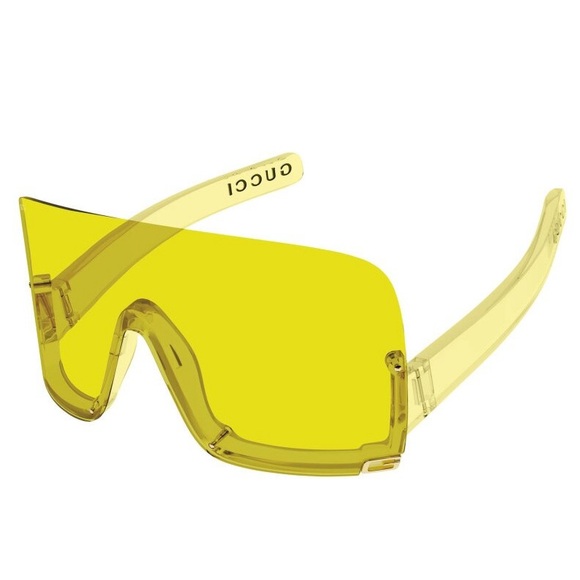 NEW GUCCI SHIELD OVERSIZED SUNGLASSES GG1631S 009 YELLOW GUCCI EYEWEAR - Picture 1 of 3